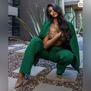 Zara Green Straight Leg Pantsuit